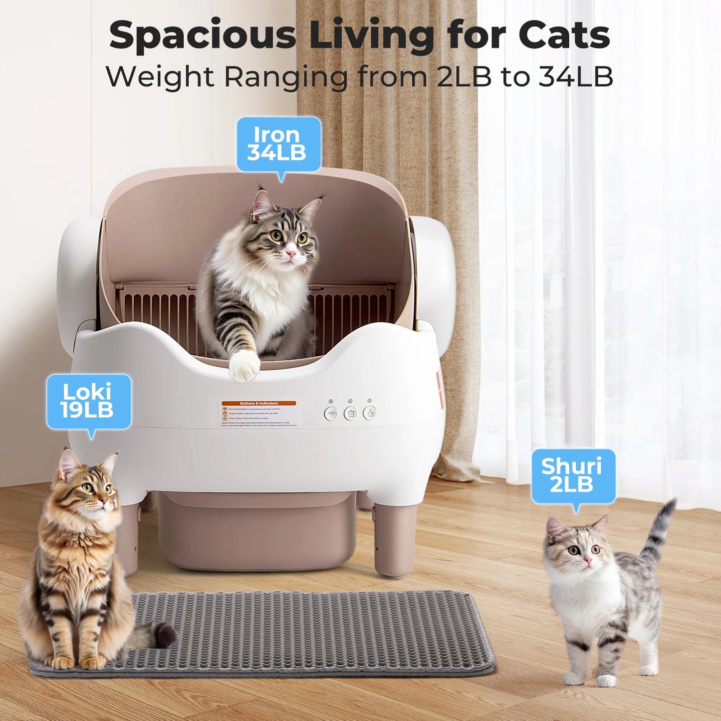 Lunapurr SelfCleaning CatLitter Box With AppControl OdorEliminatingTechnology System