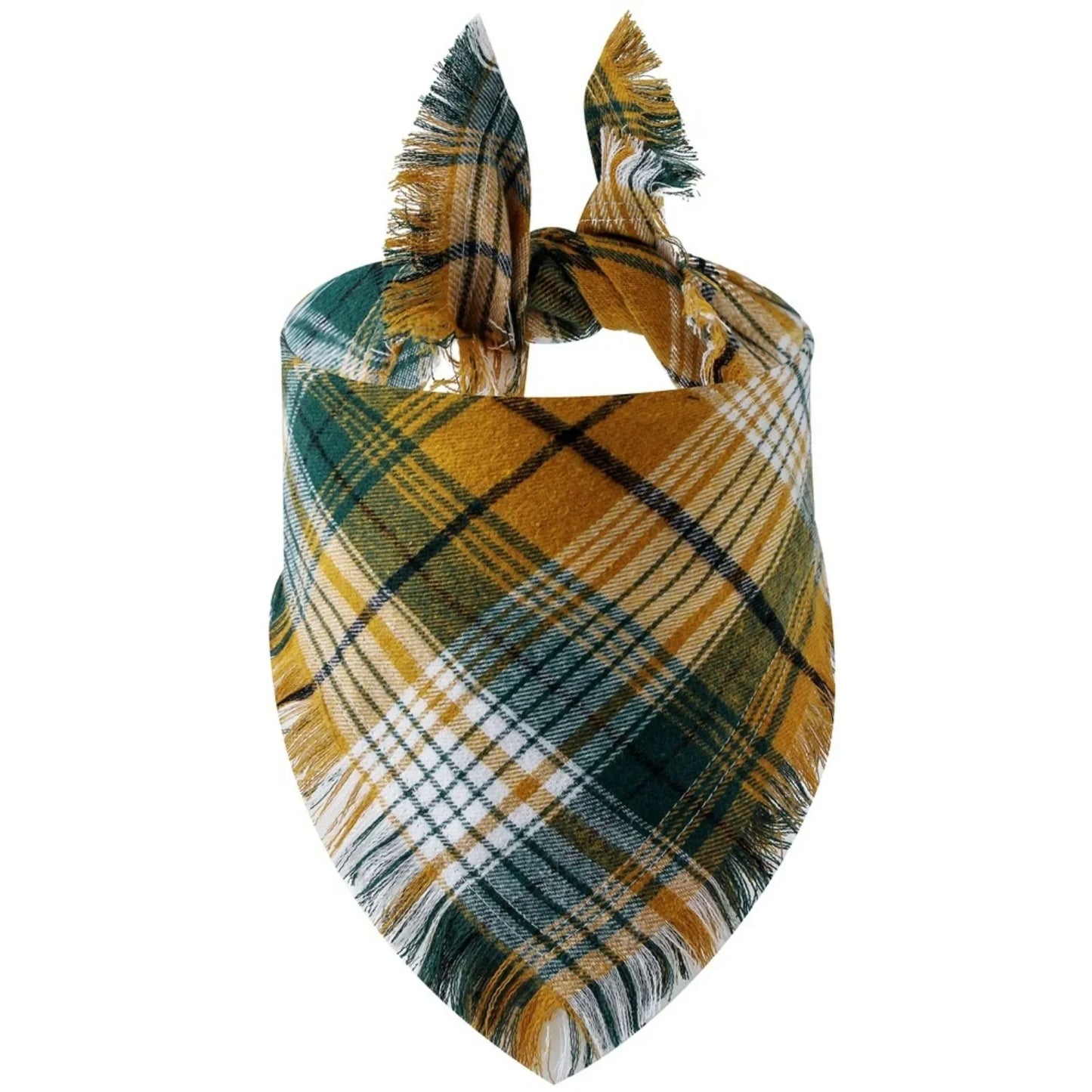 Trendy Pet Dog Bandana with Tassels Edges Classic Plaid Scarf Funny Dog Apparel Accessories Christmas Party Dress-Up Photo Prop