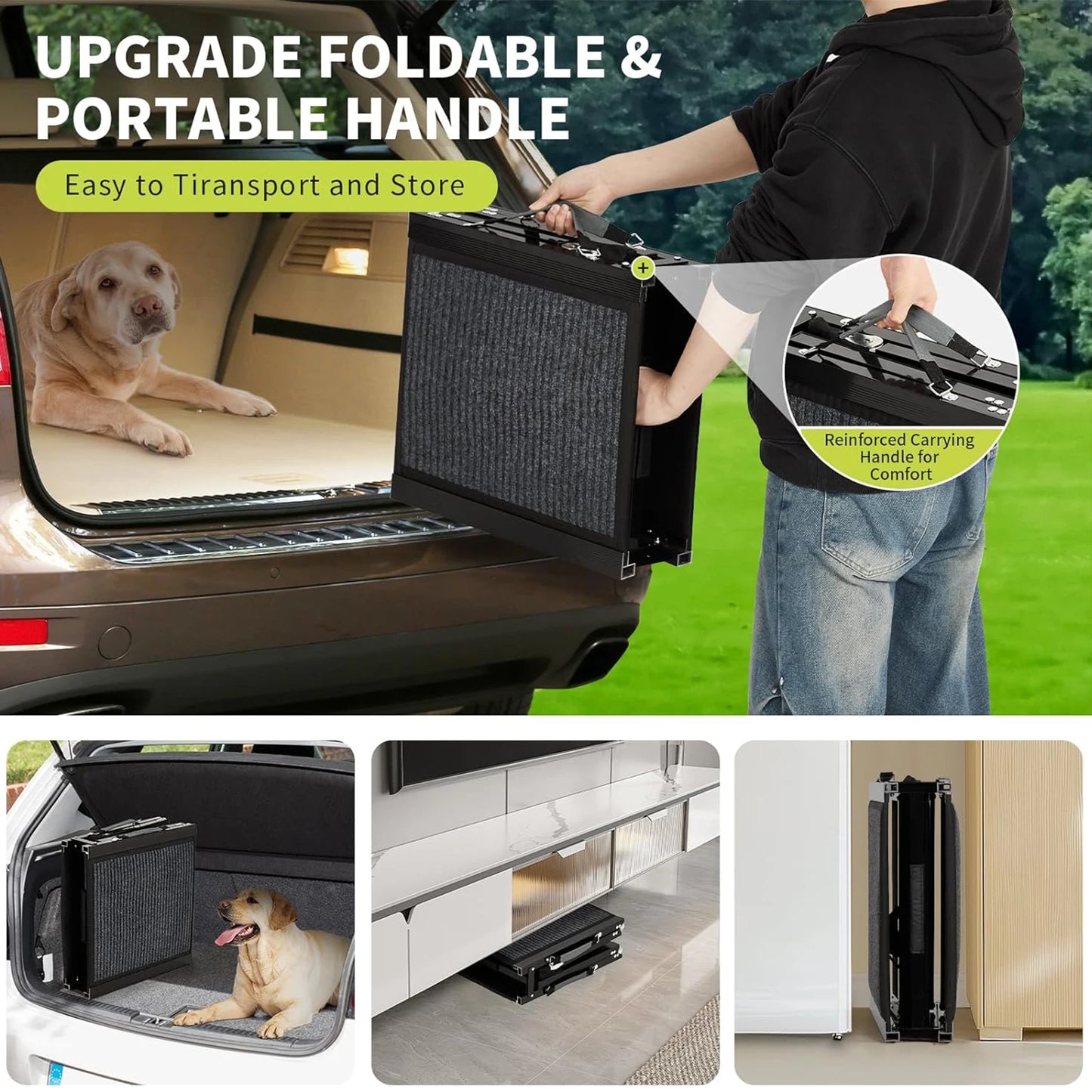 DishyKooker Folding Dog Ramp for Cars with Non Slip Surface