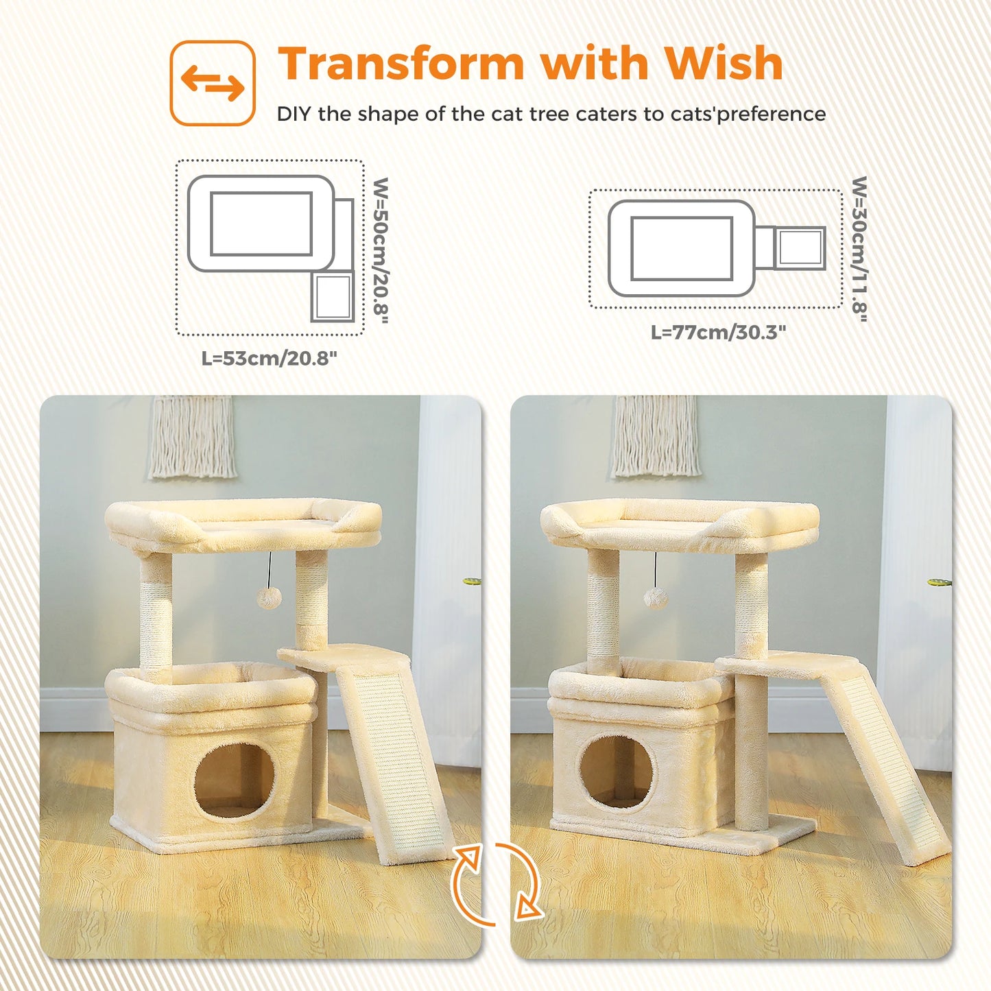 PAWZ Road Small Indoor Cat Tree with Three Tiers