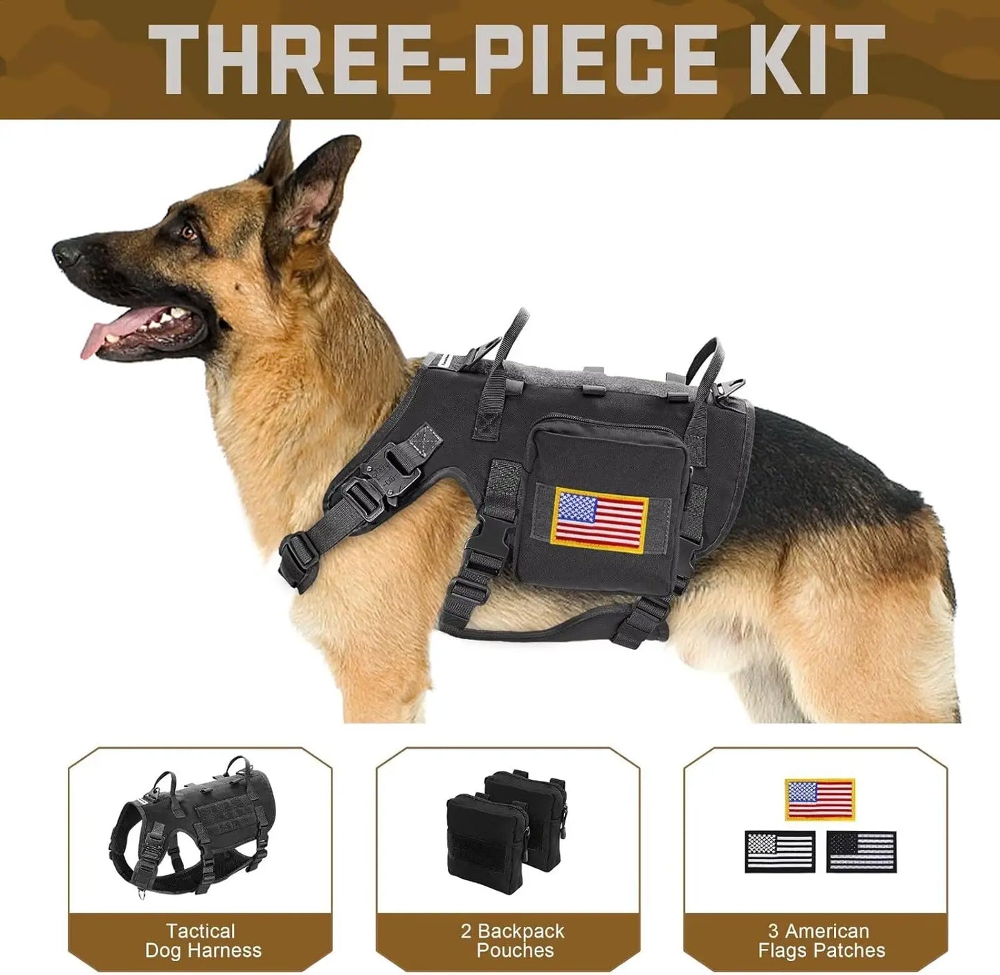 Tactical Dog Harness With Handle No Pull Adjustable Vest