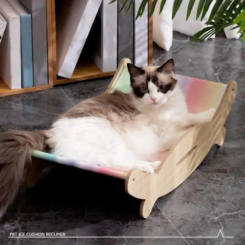 Guangdong Wooden Cat Lounge Chair Kitten Hammock Lounger Indoor Outdoor Pet Sofa Bed