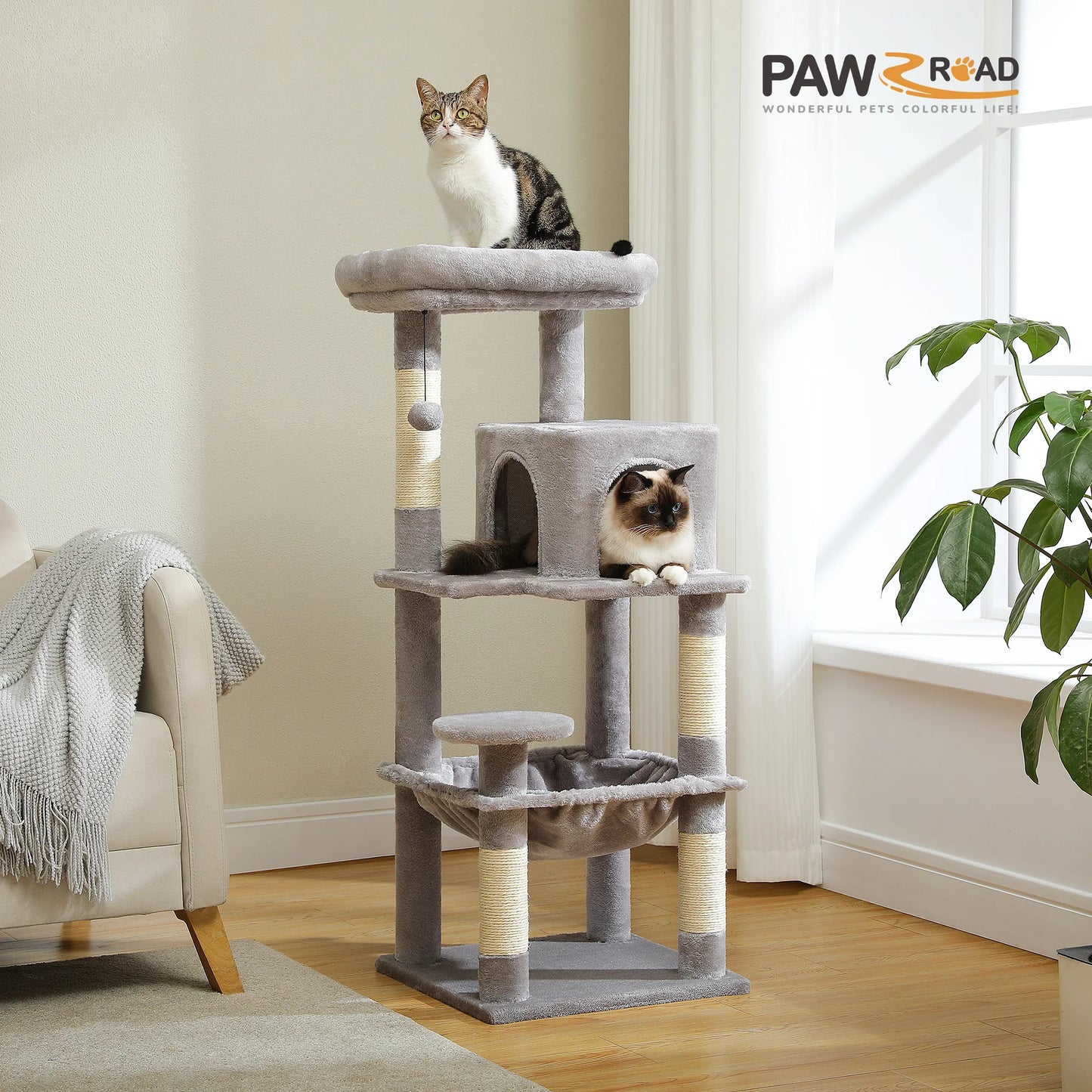 PETEPELACN Cat Tree Indoor 5 Level Tower With Metal Frame