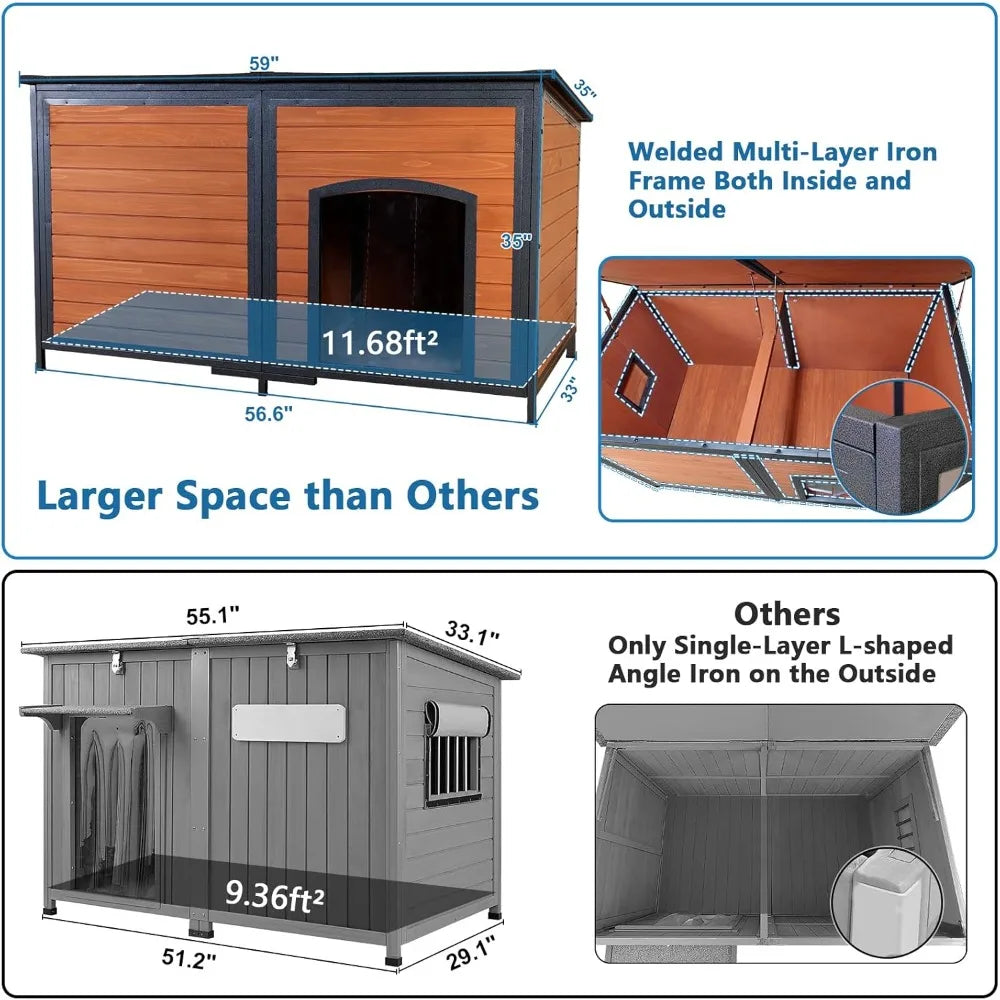 All-Weather Insulated Outdoor Dog House with Foam Insulation