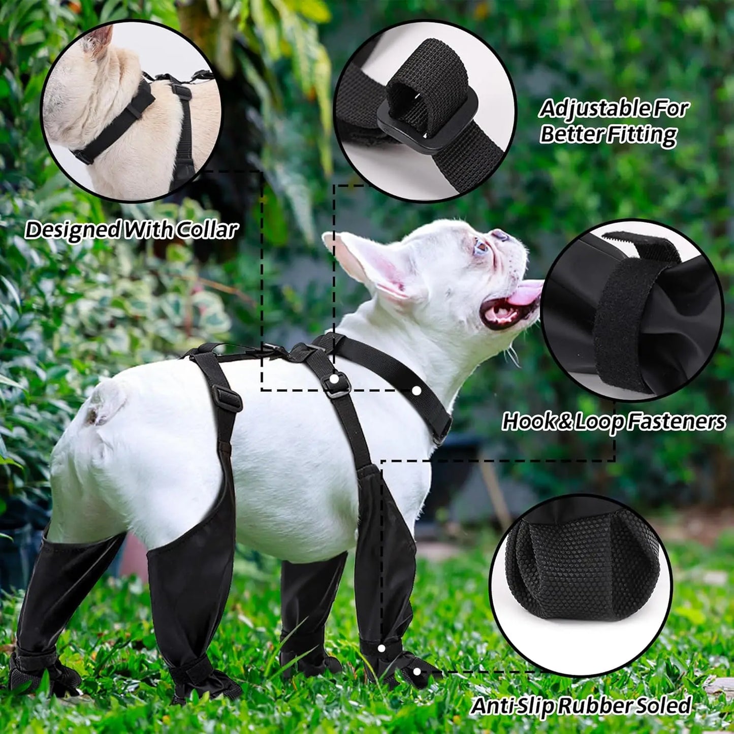 NONECN Outdoor Dog Boots Leggings Suspender Boots Waterproof Paw Protectors