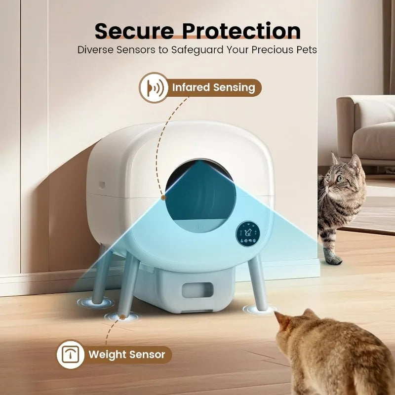 Lunapurr Automatic Self-Cleaning Litter Box For Multiple Cats Odor-Free App-Controlled