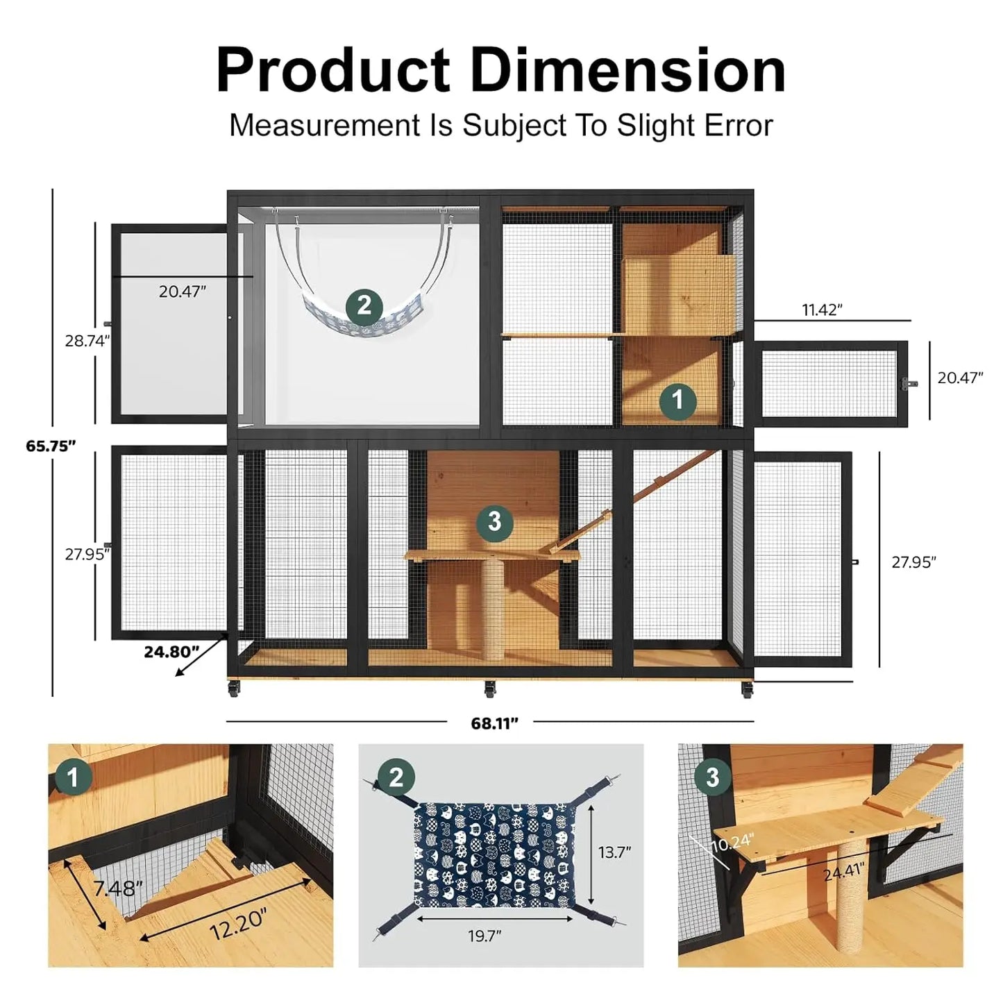 Wooden 4 Tier Cat Catio With Wheels And Access Doors