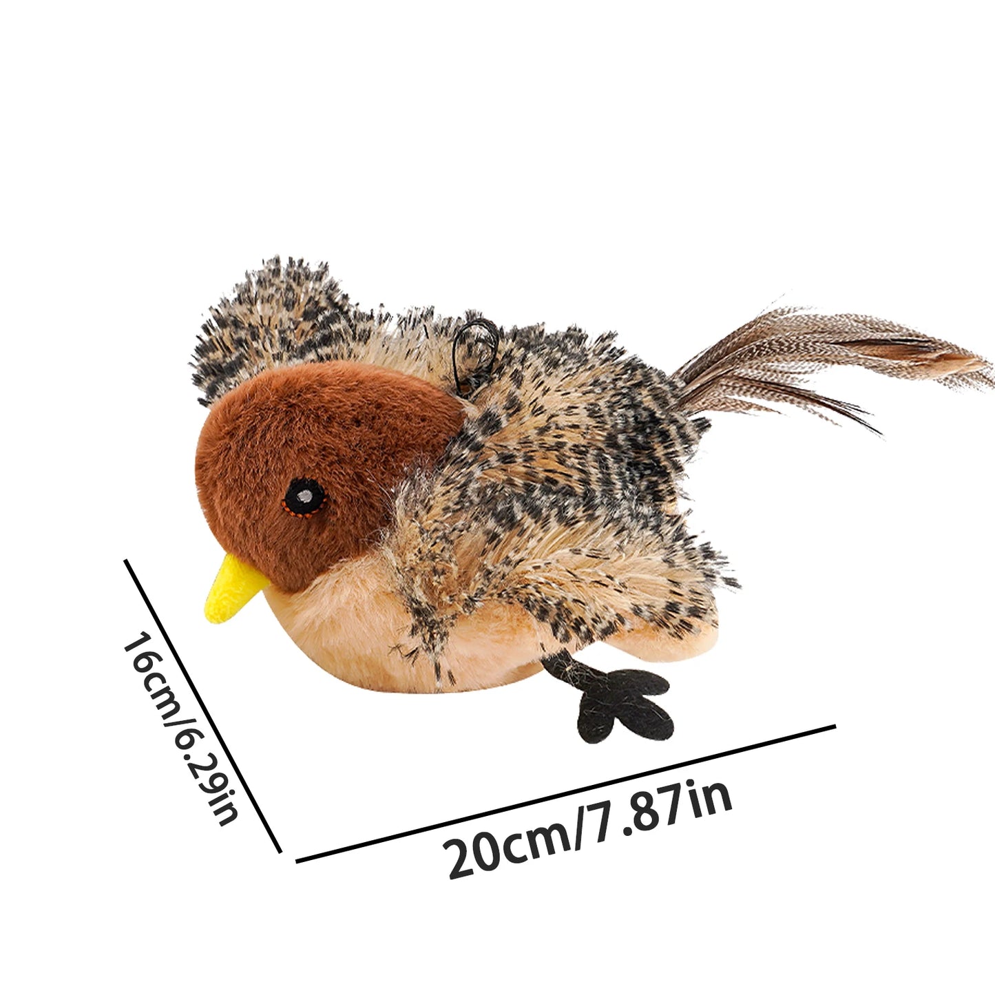 Remote Control Simulated Chirping Bird Plush Cat Toy For Kitten
