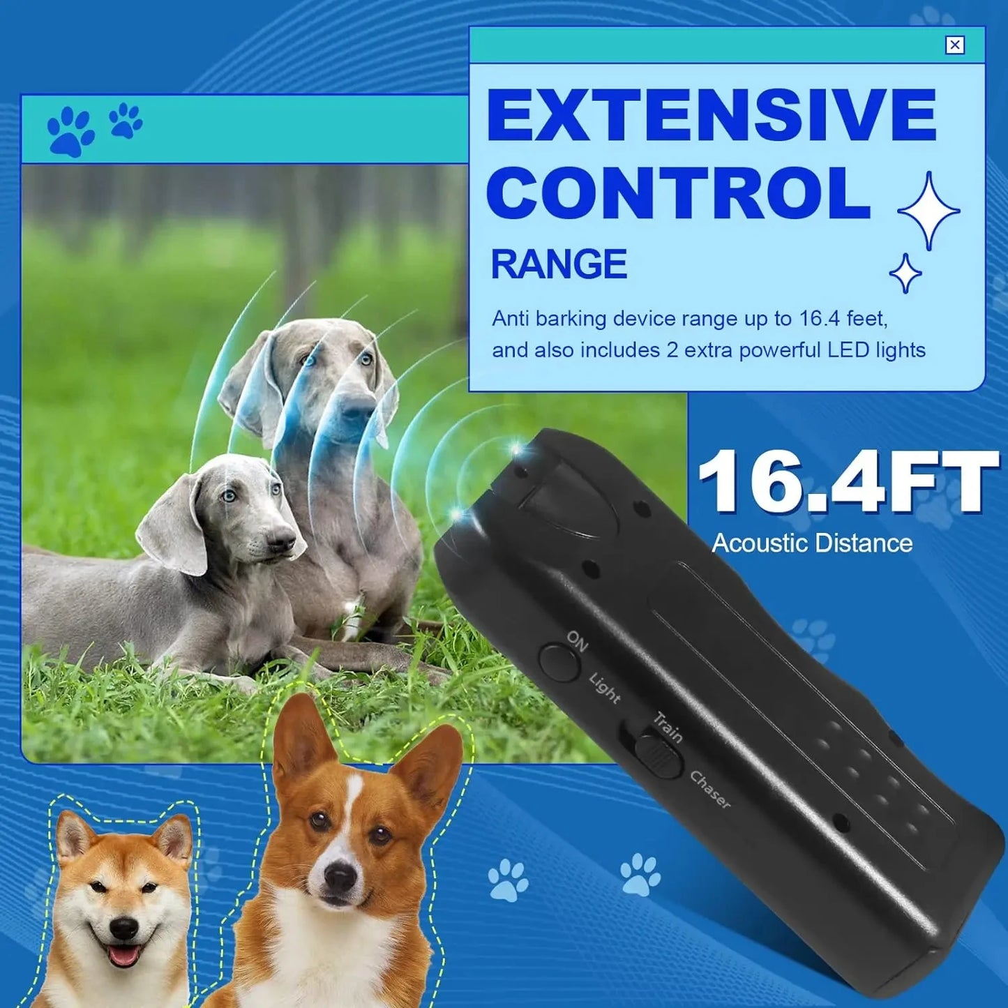 Dog Ultrasonic Bark Deterrent Training Device With LED Light