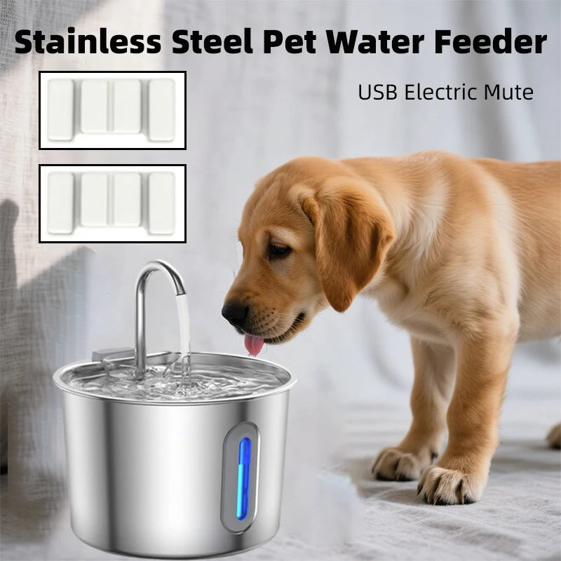 Pet Water Fountain Large Capacity 304 Stainless Steel USB Drinking Water Station