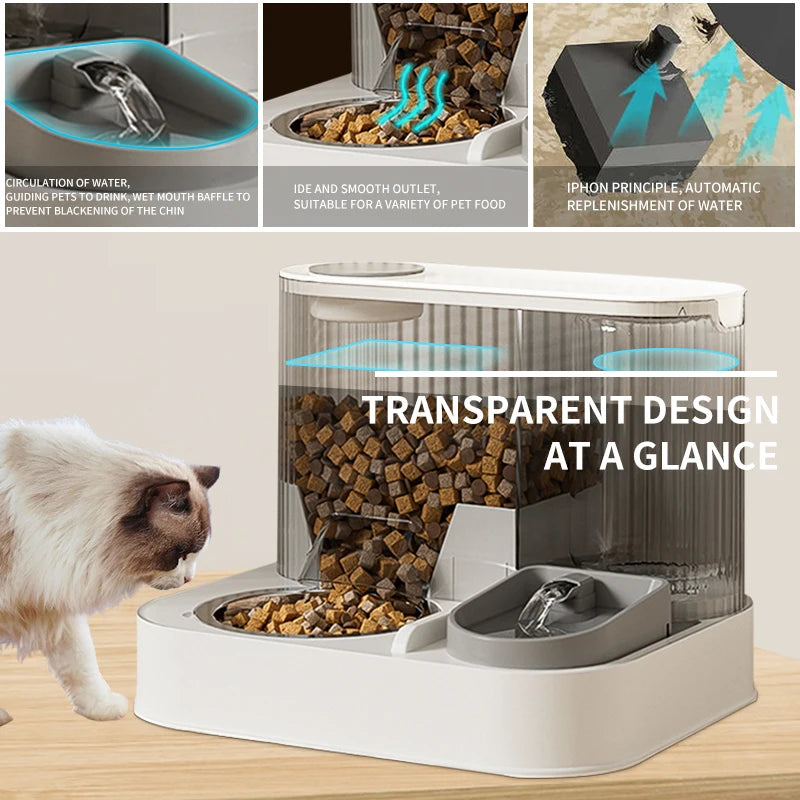 Automatic Cat Feeder, Cat Food Dispenser, Cat Automatic Feeder with Pet Bowl, Water Dispenser Pet Food Feeder Fully Automatic, P