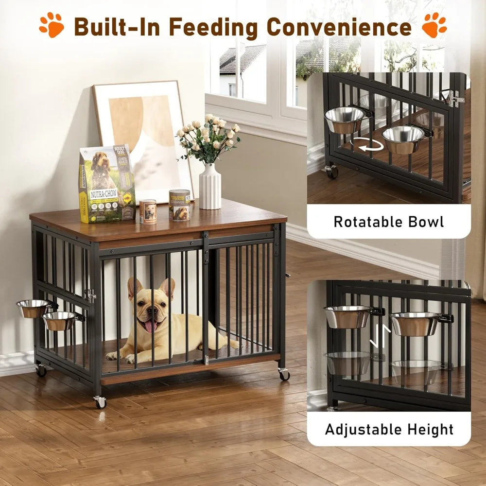 DAFIFY Wooden Dog Kennel Indoor With Sliding Front Door