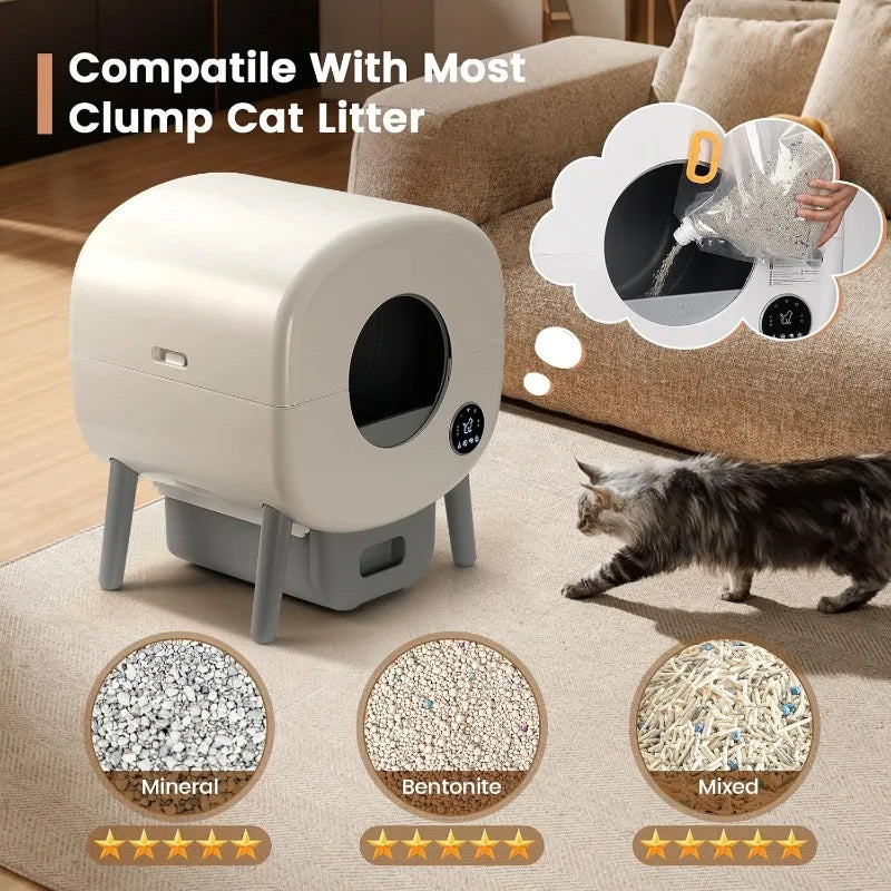 Lunapurr Automatic Self-Cleaning Litter Box For Multiple Cats Odor-Free App-Controlled
