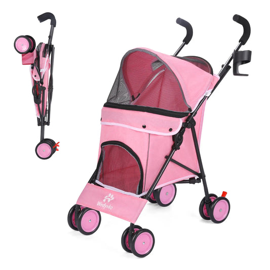 Wedyvko Pet Dog Stroller UltraCompact QuadrupleWheelSystem Rotating Brakes Storage Travel
