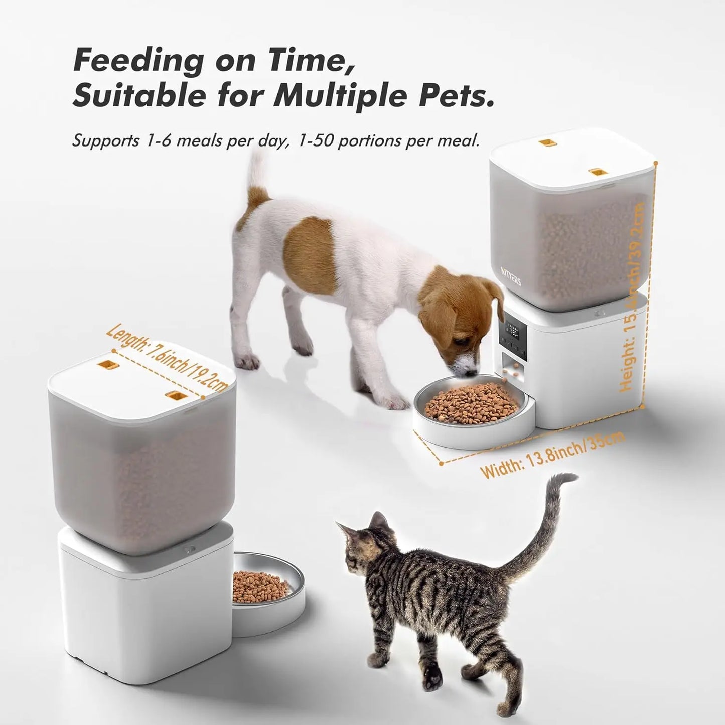 8L Automatic Pet Feeder with LCD Screen, Timed Feeding, 6 Meals Daily, Battery Backup for Dogs and Cats