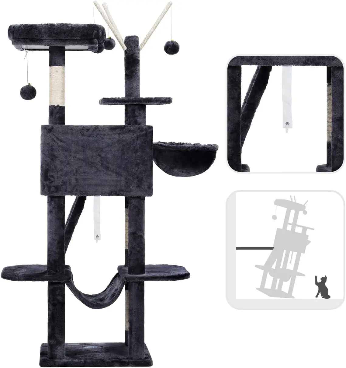 Cat Tower With Padded Bed And Cozy Condo For Indoor Cats