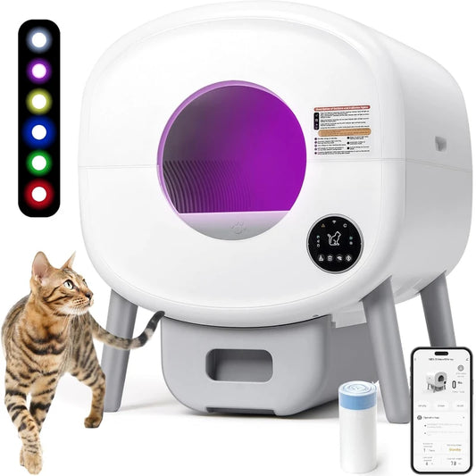 Lunapurr Automatic Self-Cleaning Litter Box For Multiple Cats Odor-Free App-Controlled