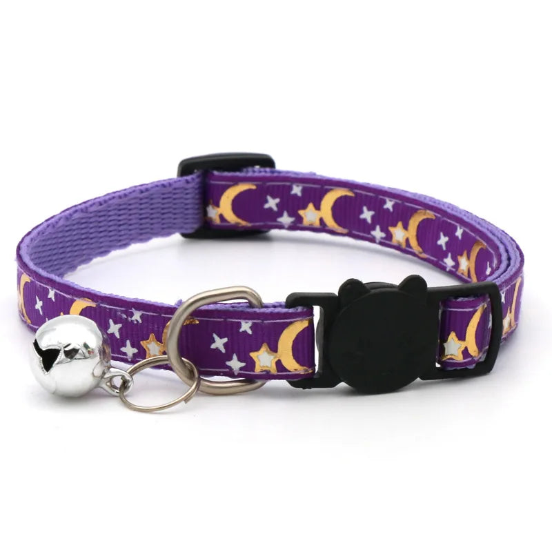 Cat Collar With Bell Cartoon Star Moon Adjustable Safety Necklace