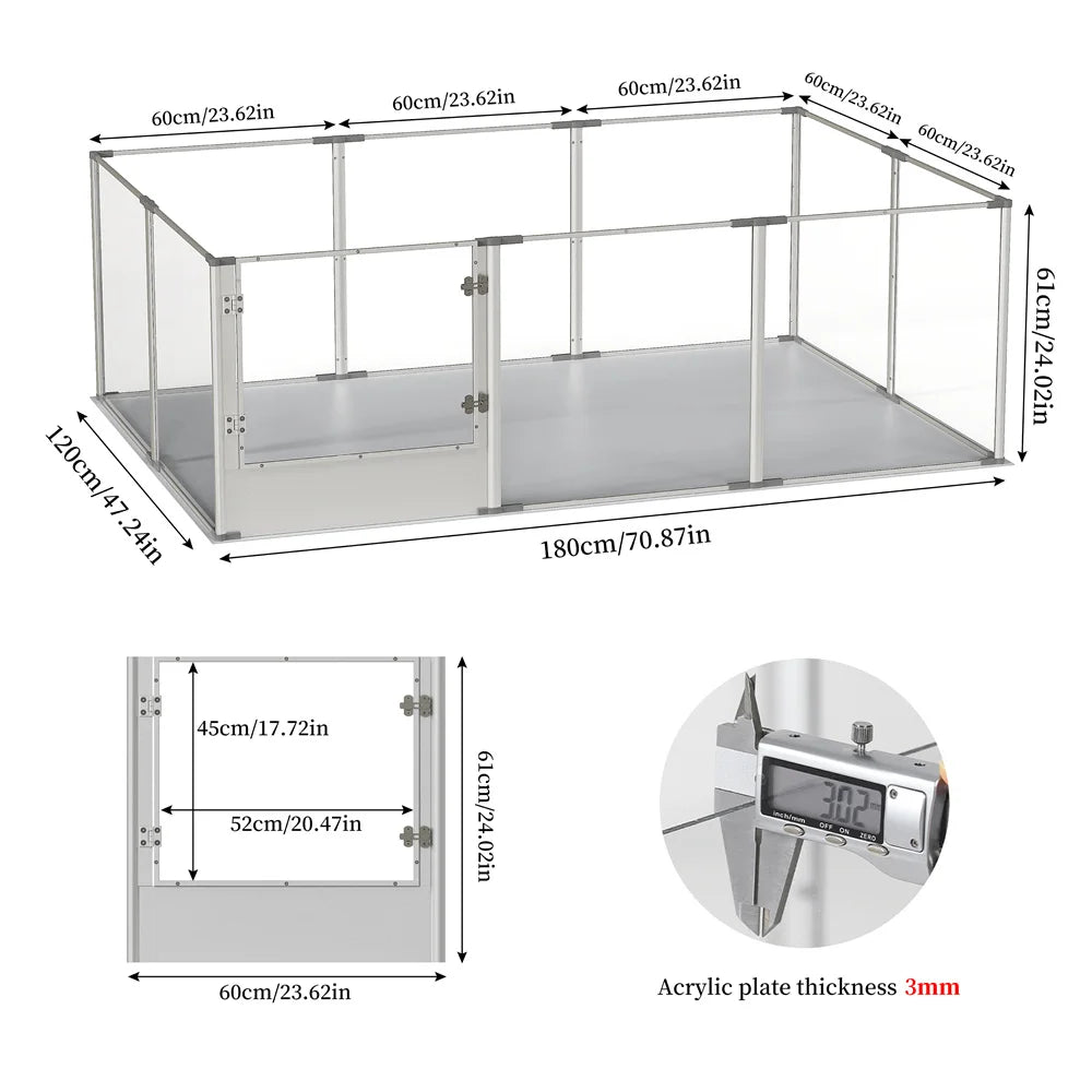 BORWART Acrylic Dog Playpen Fence Enclosure For Whelping And Training
