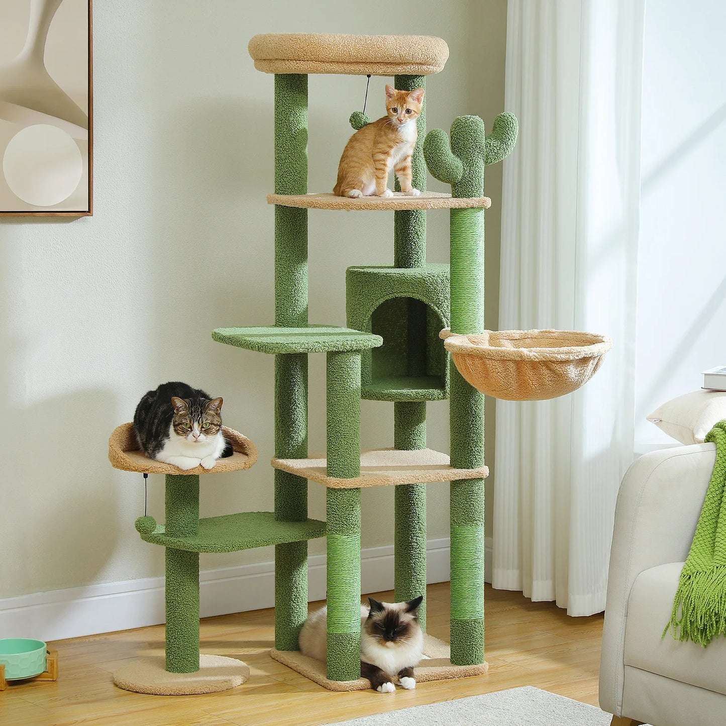 PEQULTICN PremiumQuality Multi-Level Cat Tree With Scratching Posts And HammocksElite