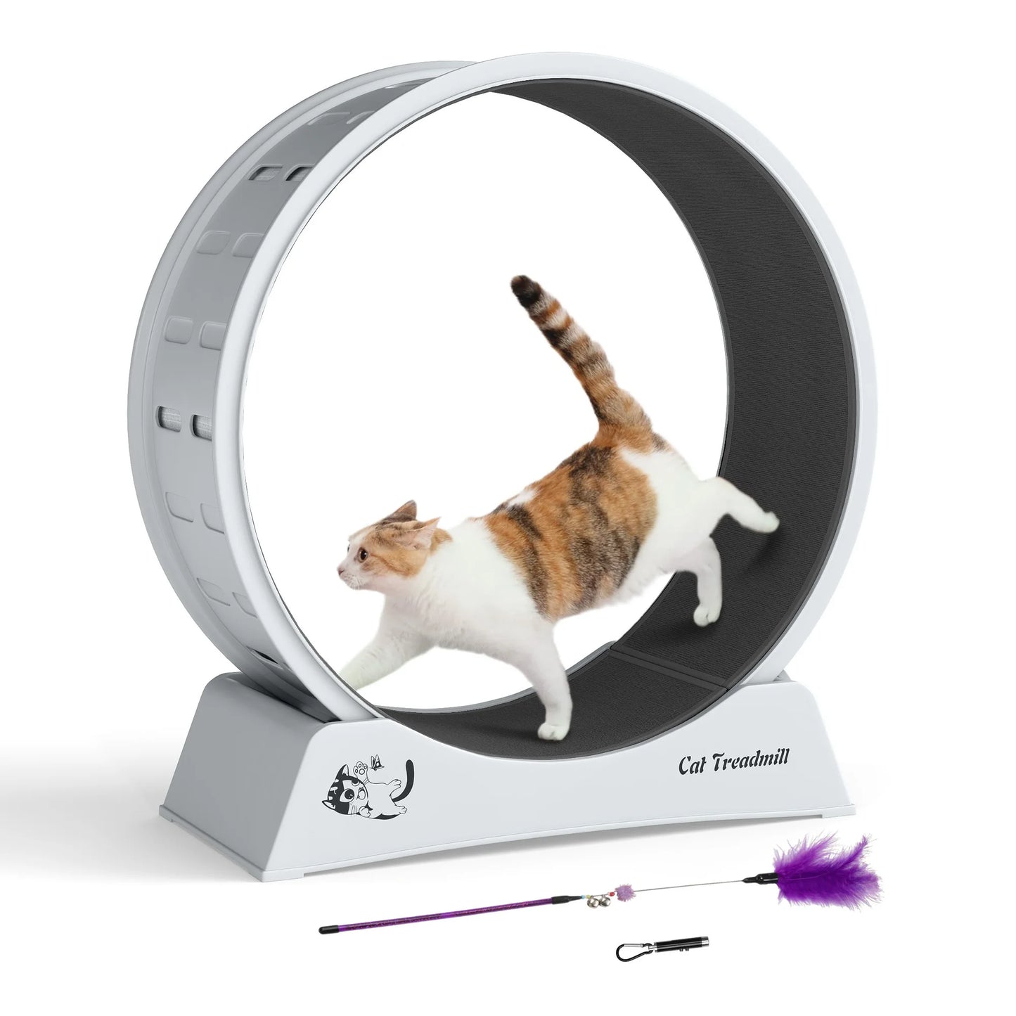 Cat Wheel for Indoor Cats Large Exercise Running Wheel Cat Treadmill with Brake & Carpeted Runway, Easy to Install & Fitness & Health