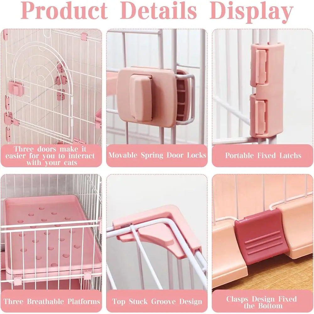 Durable Metal Cat Playpen With Platforms And Ramp