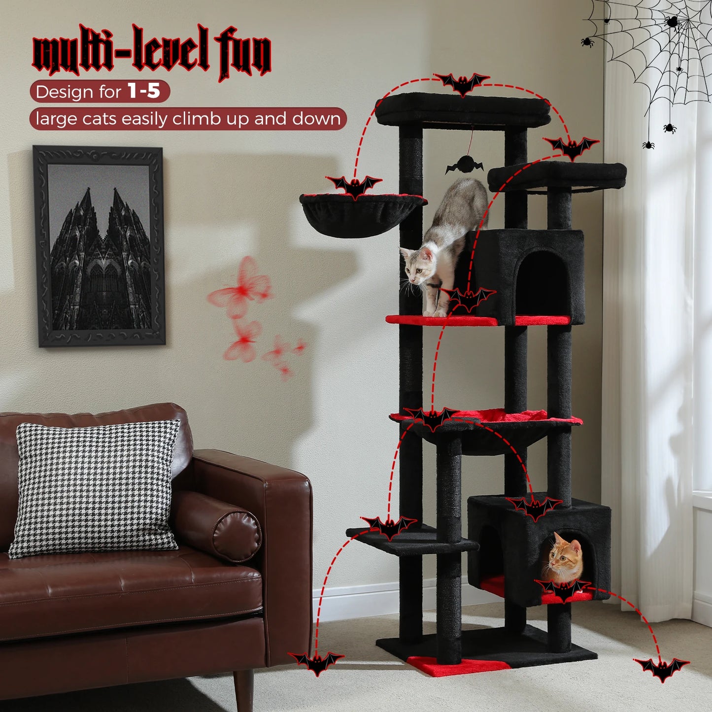 PEQULTICN Cat Tree Indoor Multi Level Tower With Scratching Posts