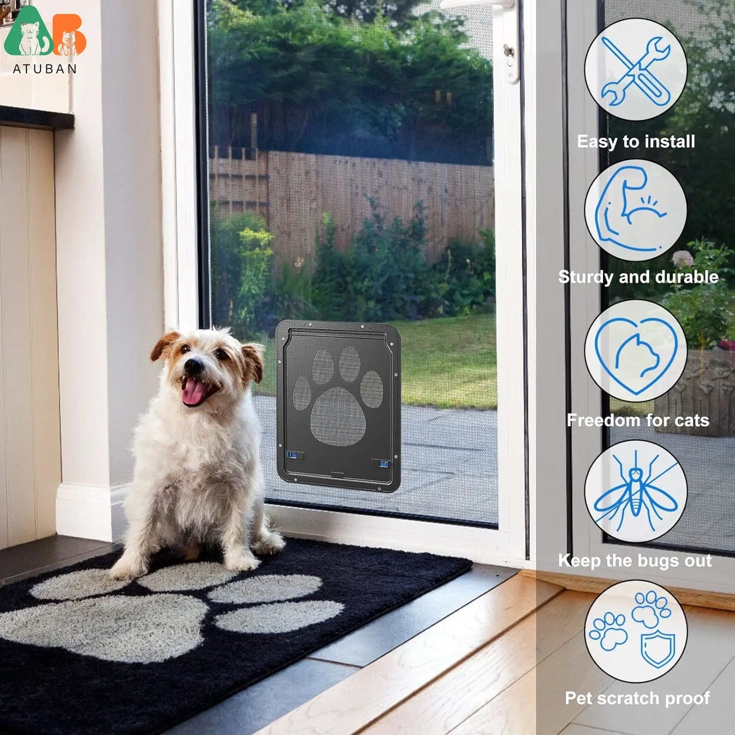 ATUBAN Magnetic Pet Screen Door For Cats And Small Dogs