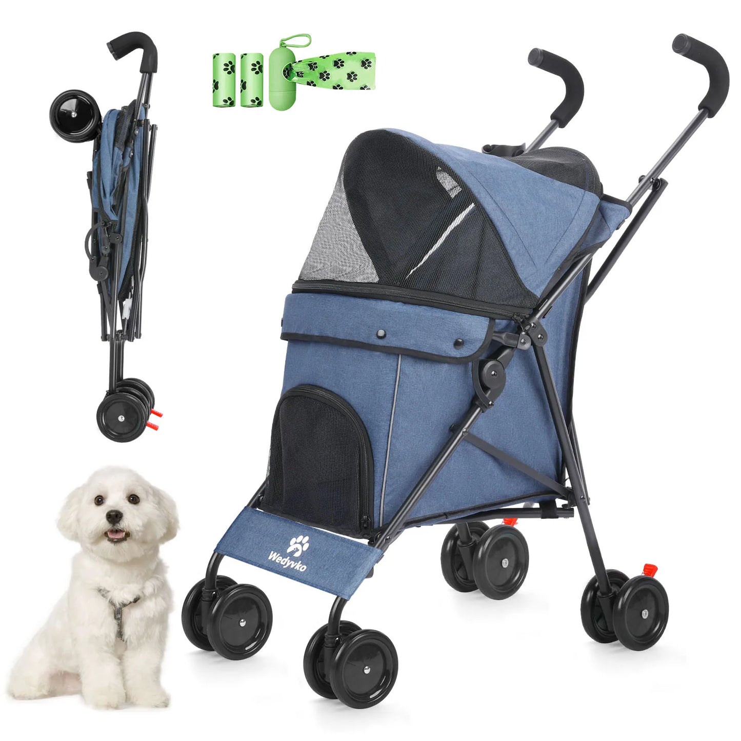 Wedyvko UltraPremium AllTerrainPet Stroller With Four Wheels And StorageAndOrganizer