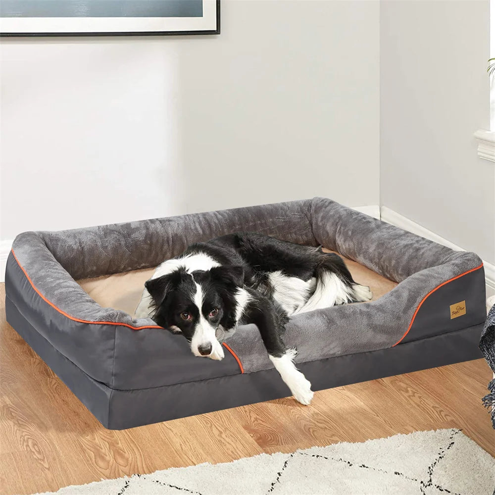 BORWARTC Orthopedic Memory Foam Dog Bed With Waterproof Removable Cover