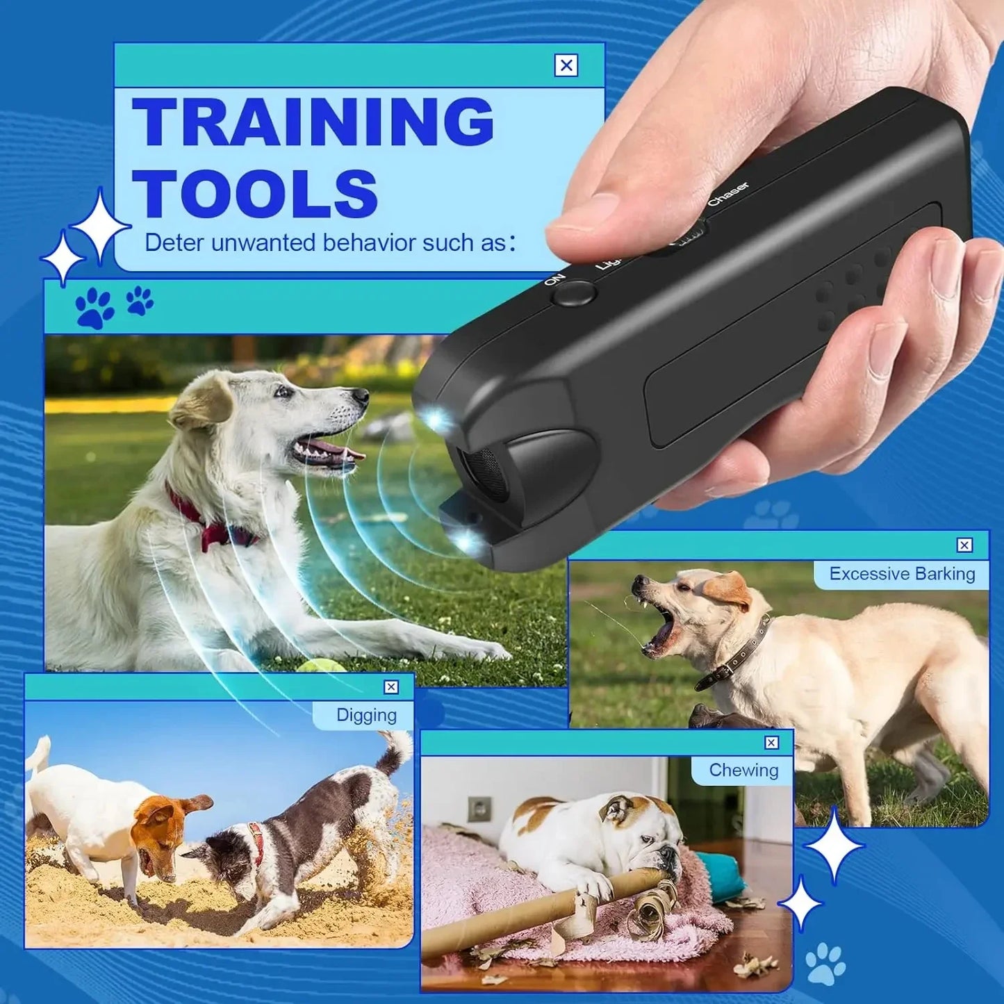 Dog Ultrasonic Bark Deterrent Training Device With LED Light