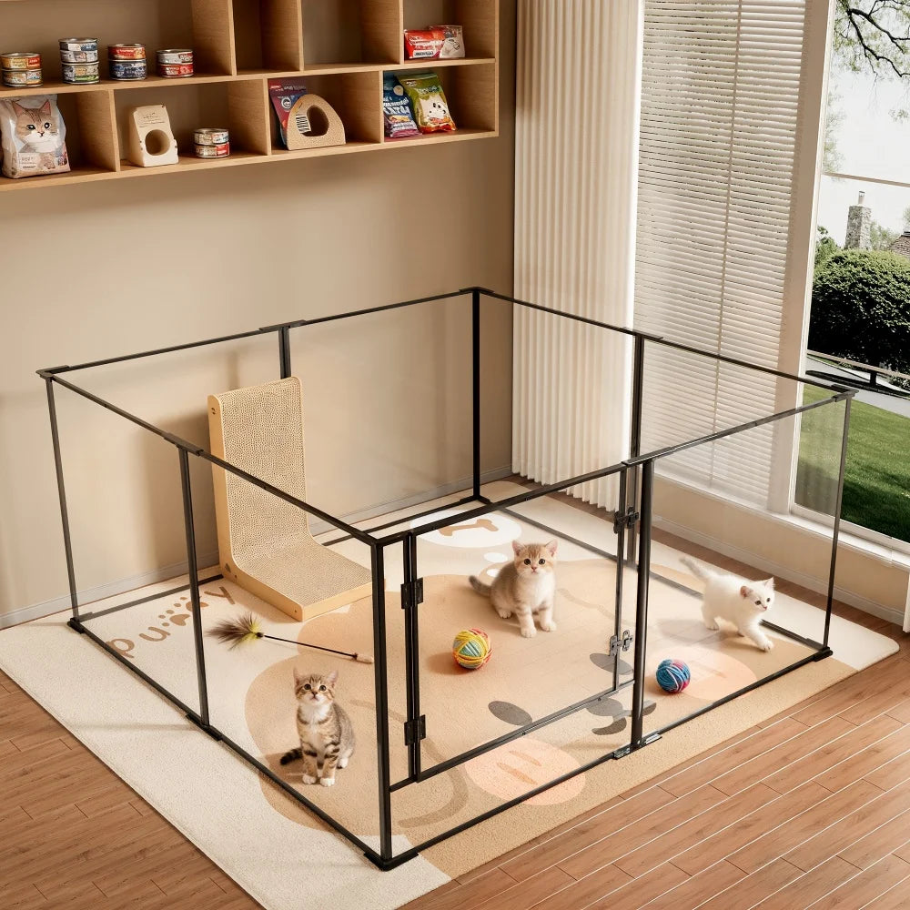 Borwar Acrylic Dog Playpen Enclosure For Indoor Pets And Cats