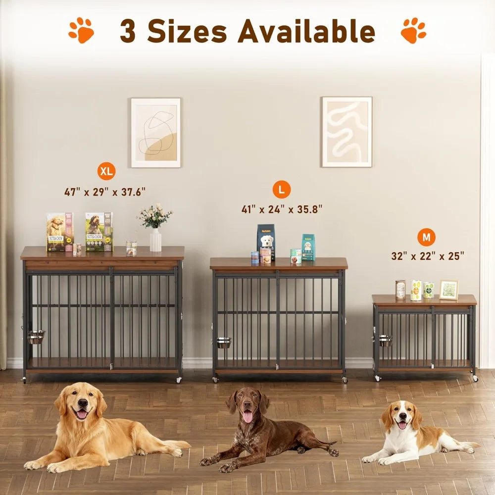 DAFIFY Wooden Dog Kennel Indoor With Sliding Front Door