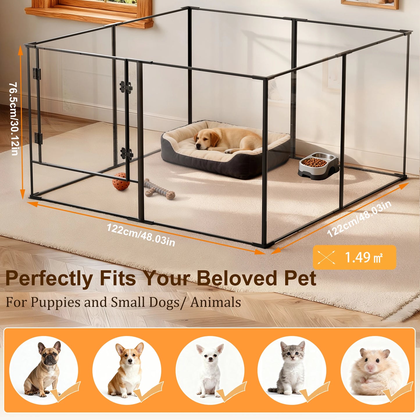 Borwar Acrylic Dog Playpen Enclosure For Indoor Pets And Cats