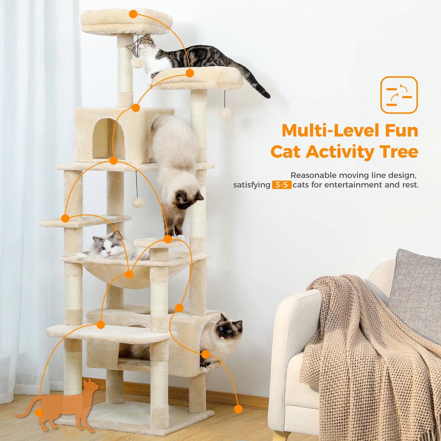 PAWZ Road Large Cat Tree Tower With Sisal Scratching Posts