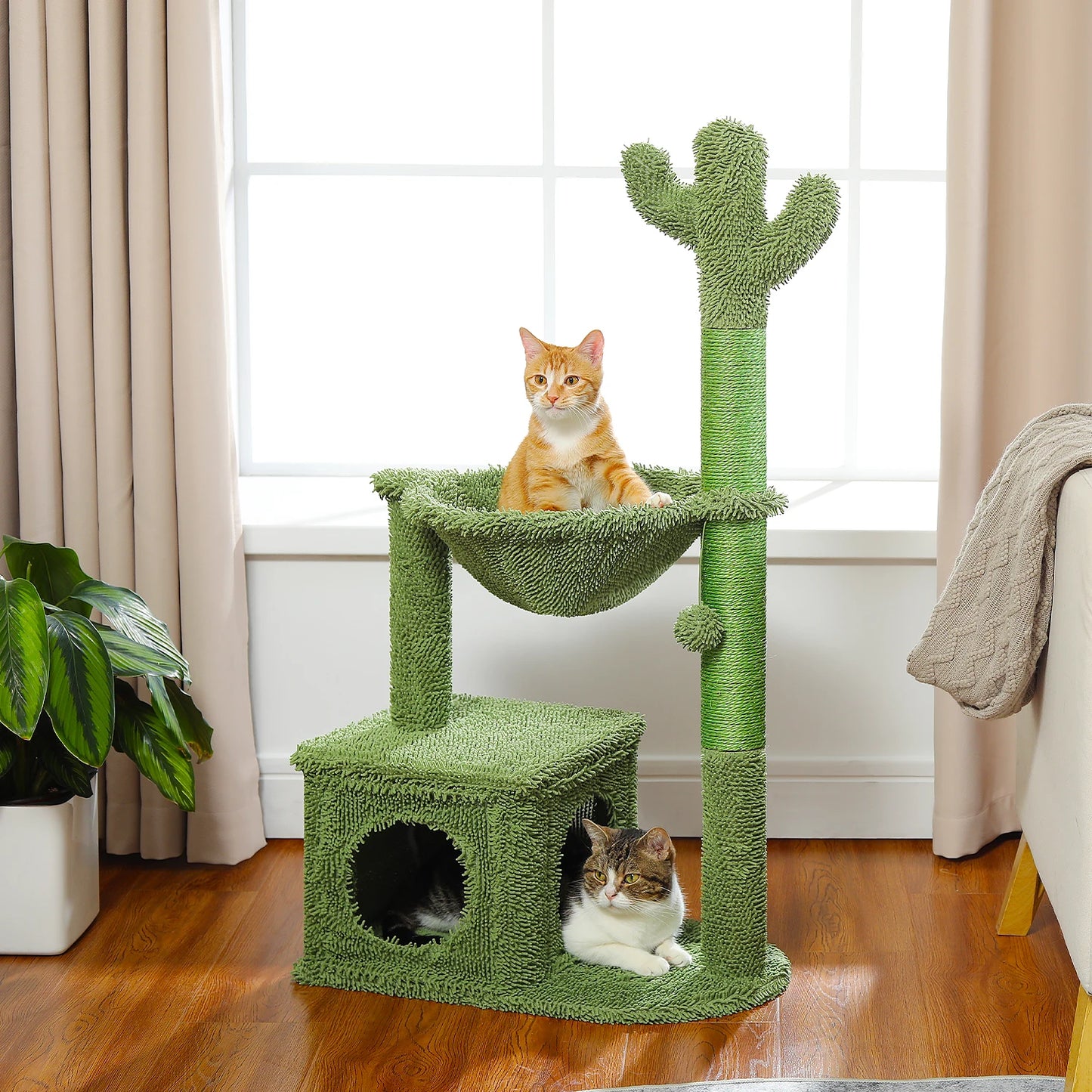 PEQULTICN Cactus Cat Tree With Condo And Hammock