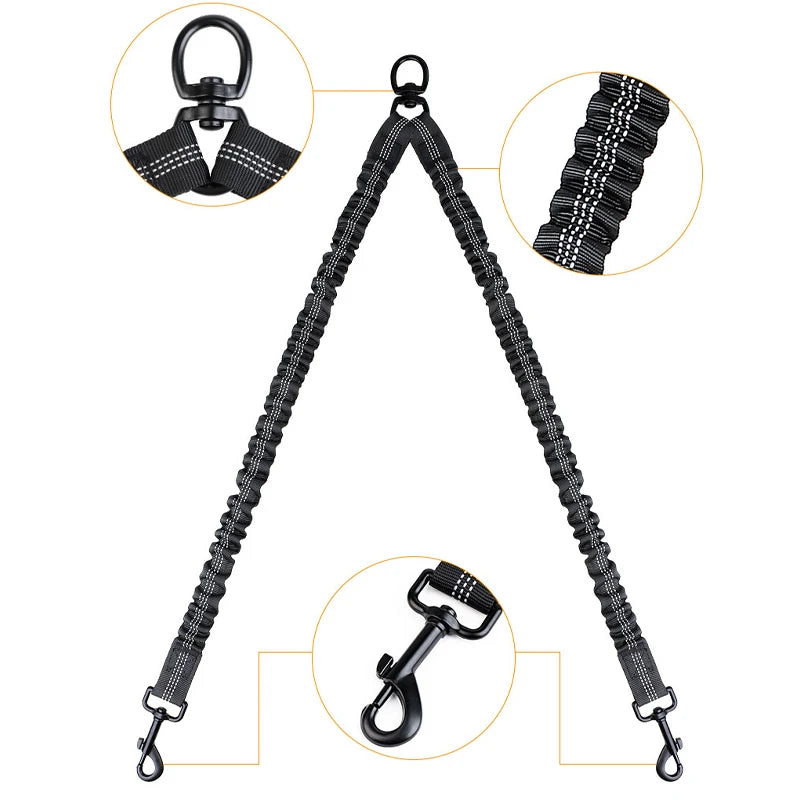 YTYINCN Double Dog Leash Coupler Elastic Nylon Leads
