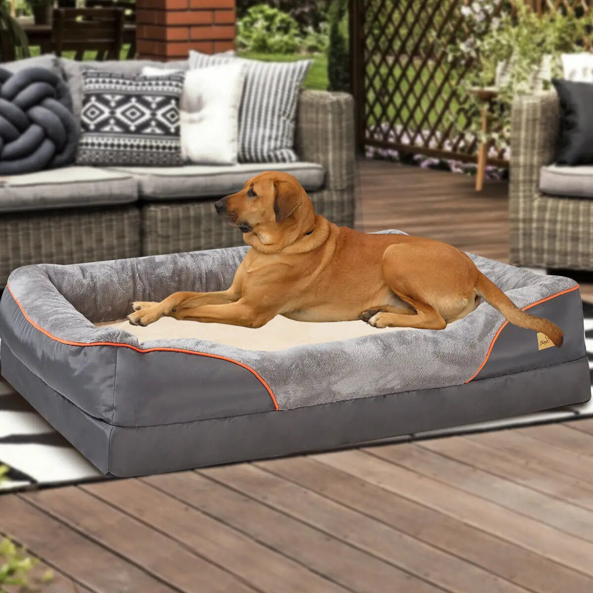 BINGOPAW Orthopedic Memory Foam Dog Bed Bolstered Cushion