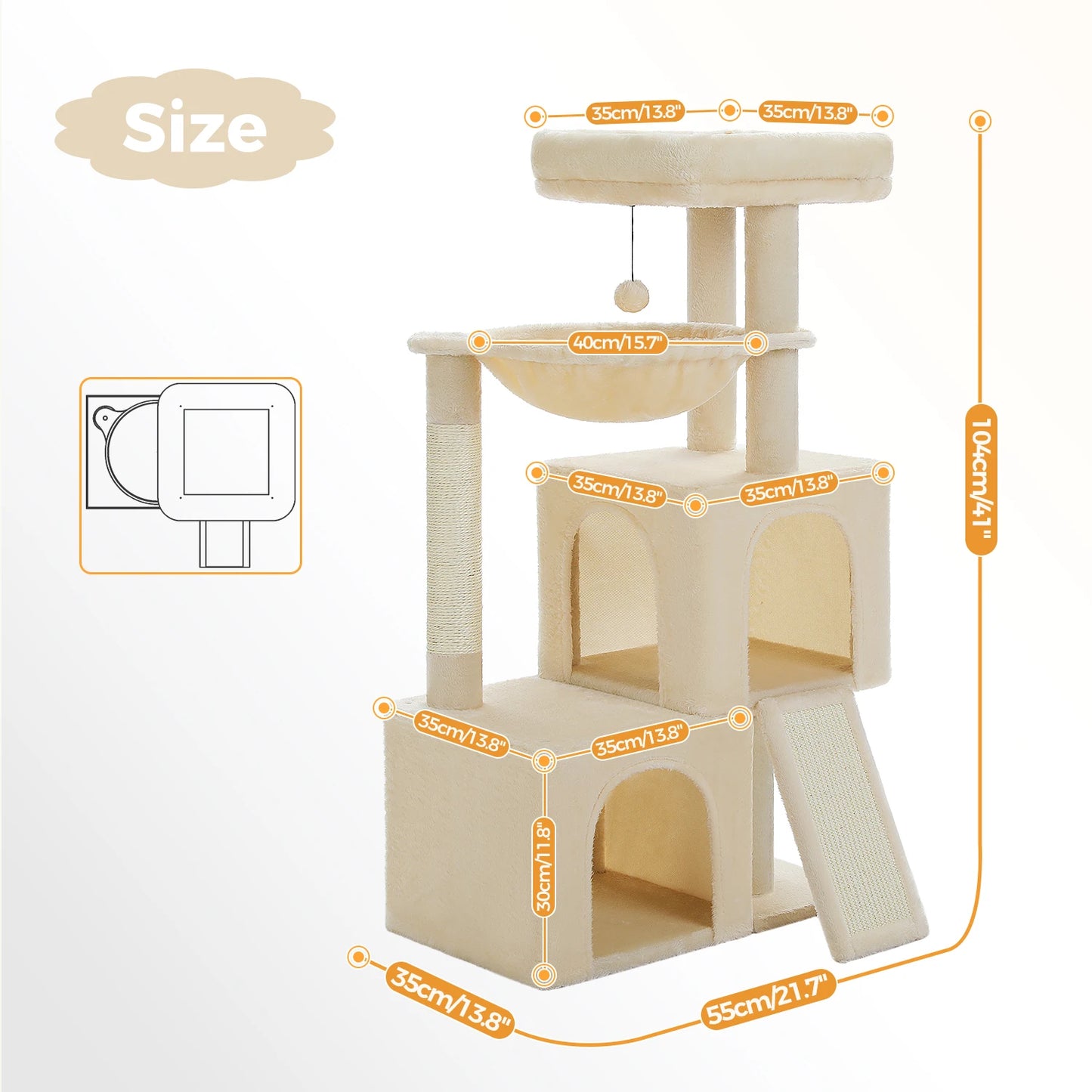 PAWZ Road Large Cat Tree Indoor Multi Level Tower With Condos And Scratching Pads