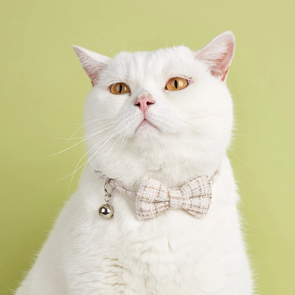 Bow Cat Collar Adjustable Pet Bow Tie Collar with Safety Buckle and Bell Decoration Suitable for Kittens & Puppies Cat Necklace
