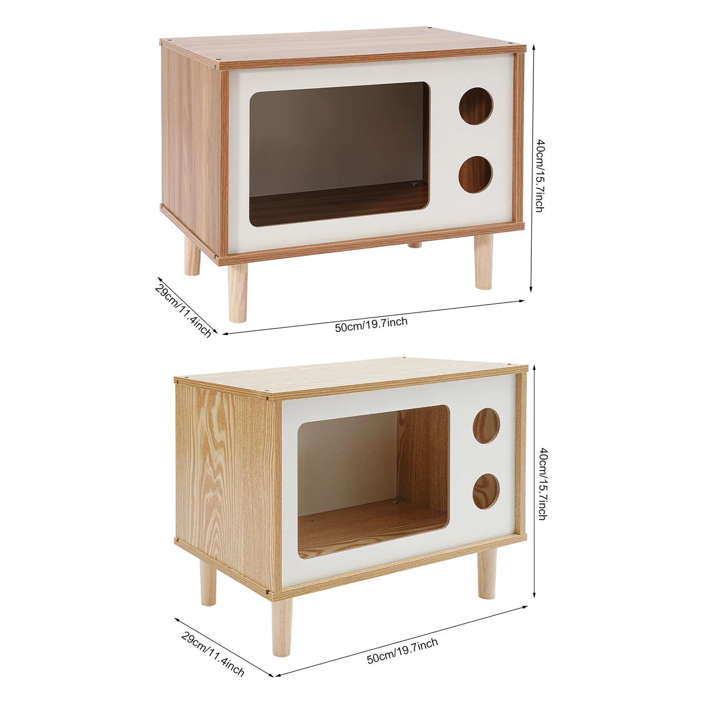 Cat House Wooden TV-Shaped Cat Bed 165.35lbs Load-Capacity Wear-Resistant Odorless 50*29*40cm Cat Condo for Small Pet
