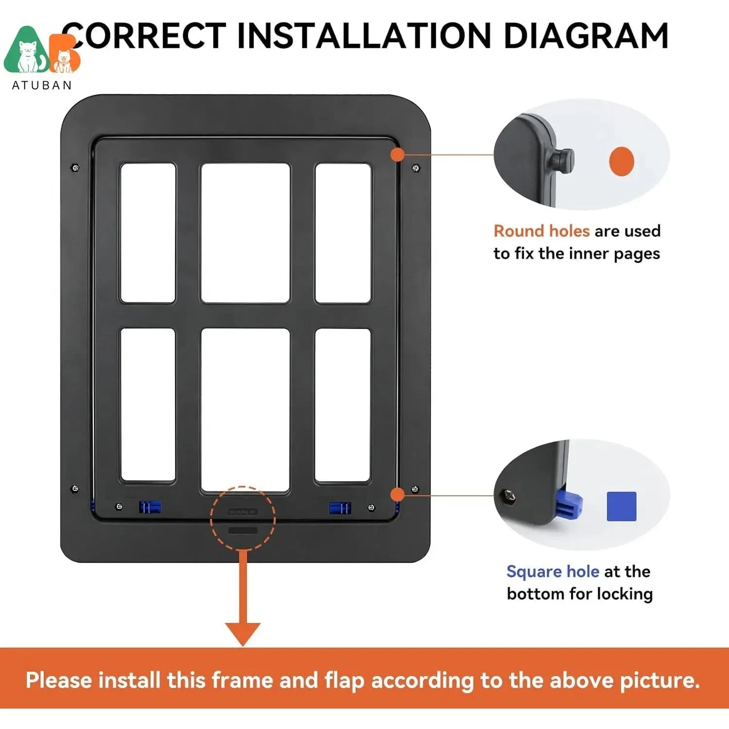 ATUBAN Lockable Magnetic Dog Door for Sliding Screen Door