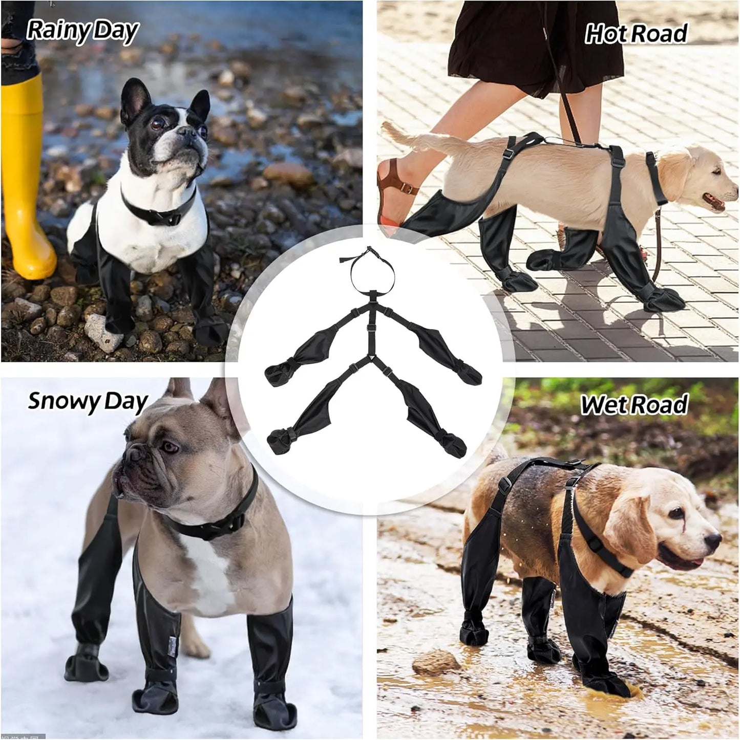 NONECN Outdoor Dog Boots Leggings Suspender Boots Waterproof Paw Protectors