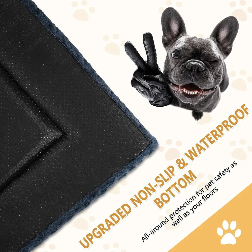 dog bed mat washable reversible dog crate pad soft fluffy pet kennel beds with anti-slip bottom dog cat sleeping mattress for ex