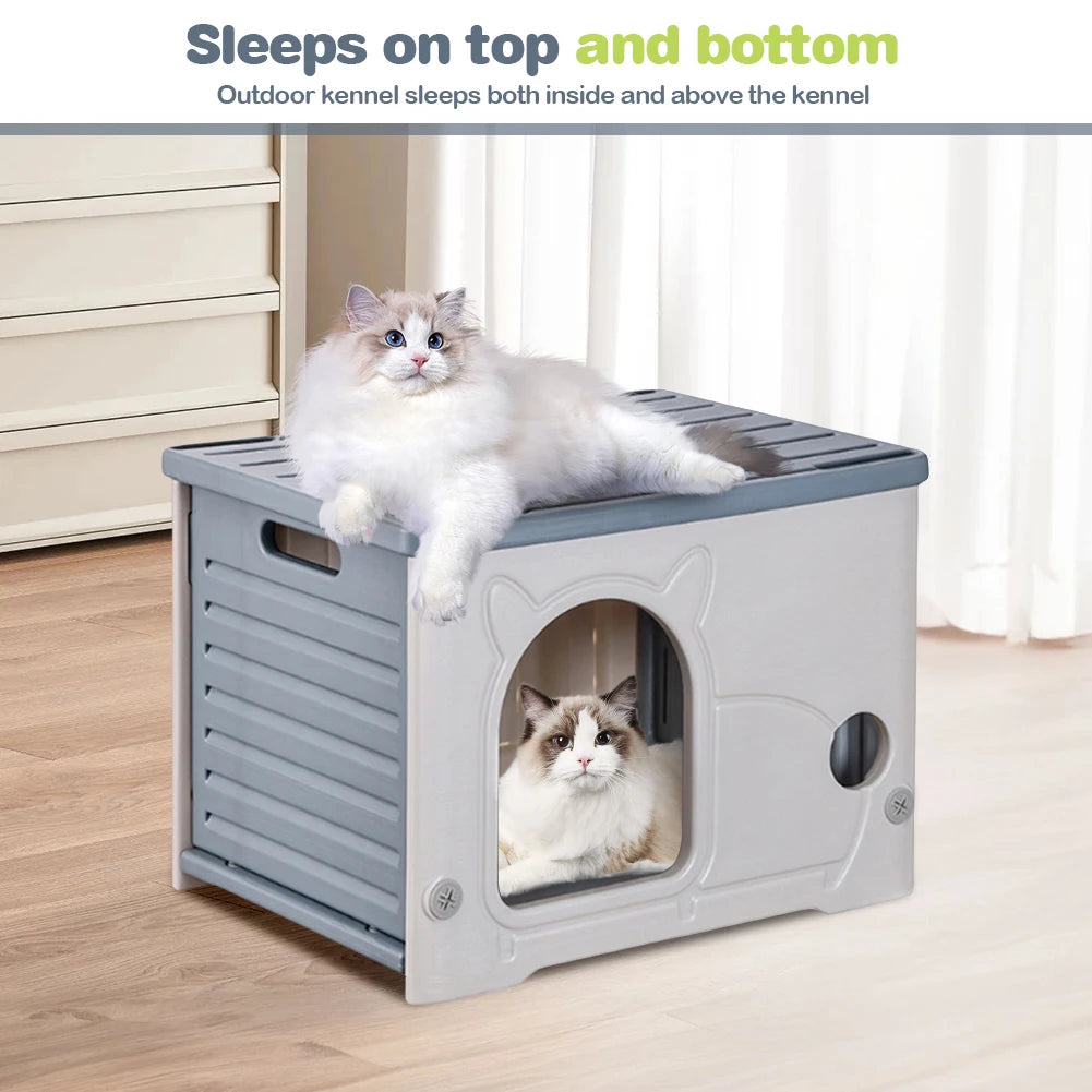Alloet Outdoor Cat House Weatherproof Cozy Shelter For Small Pets