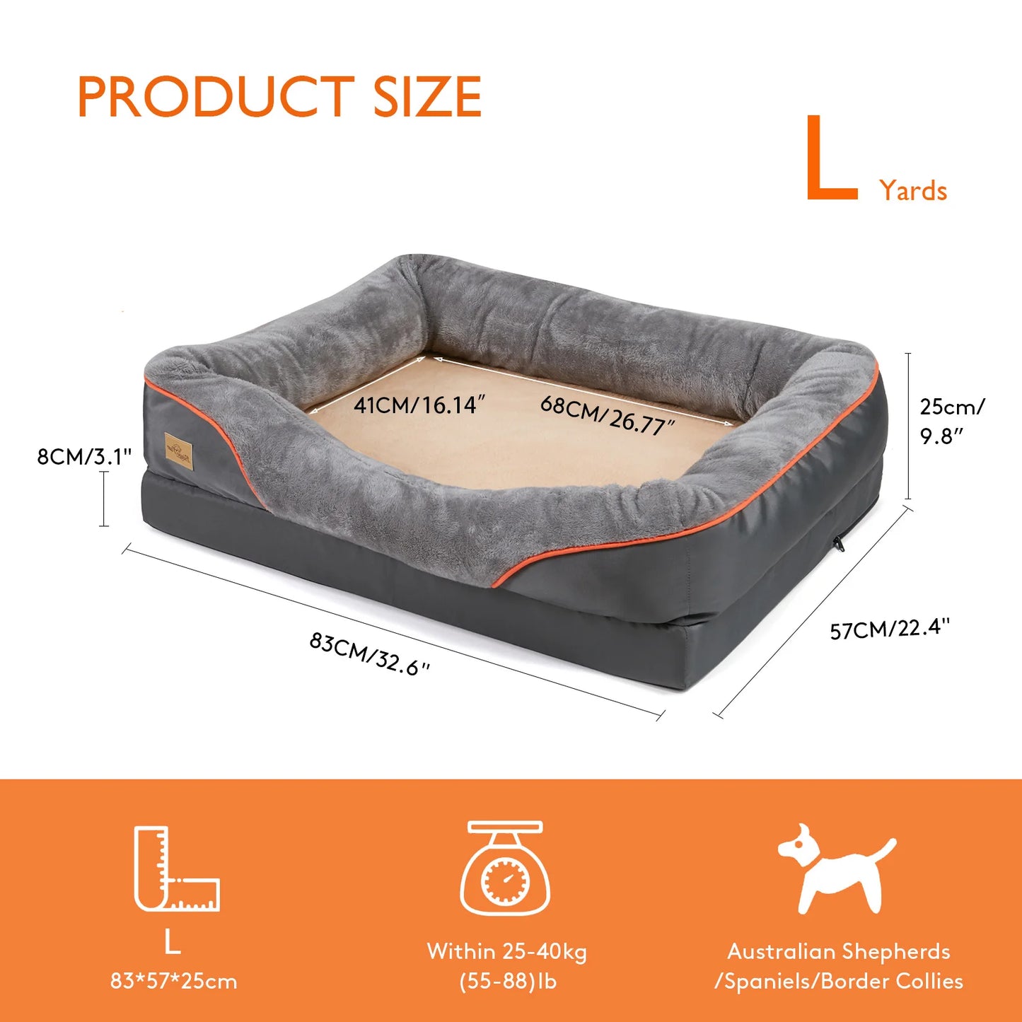 BINGOPAW Orthopedic Memory Foam Dog Bed Bolstered Cushion