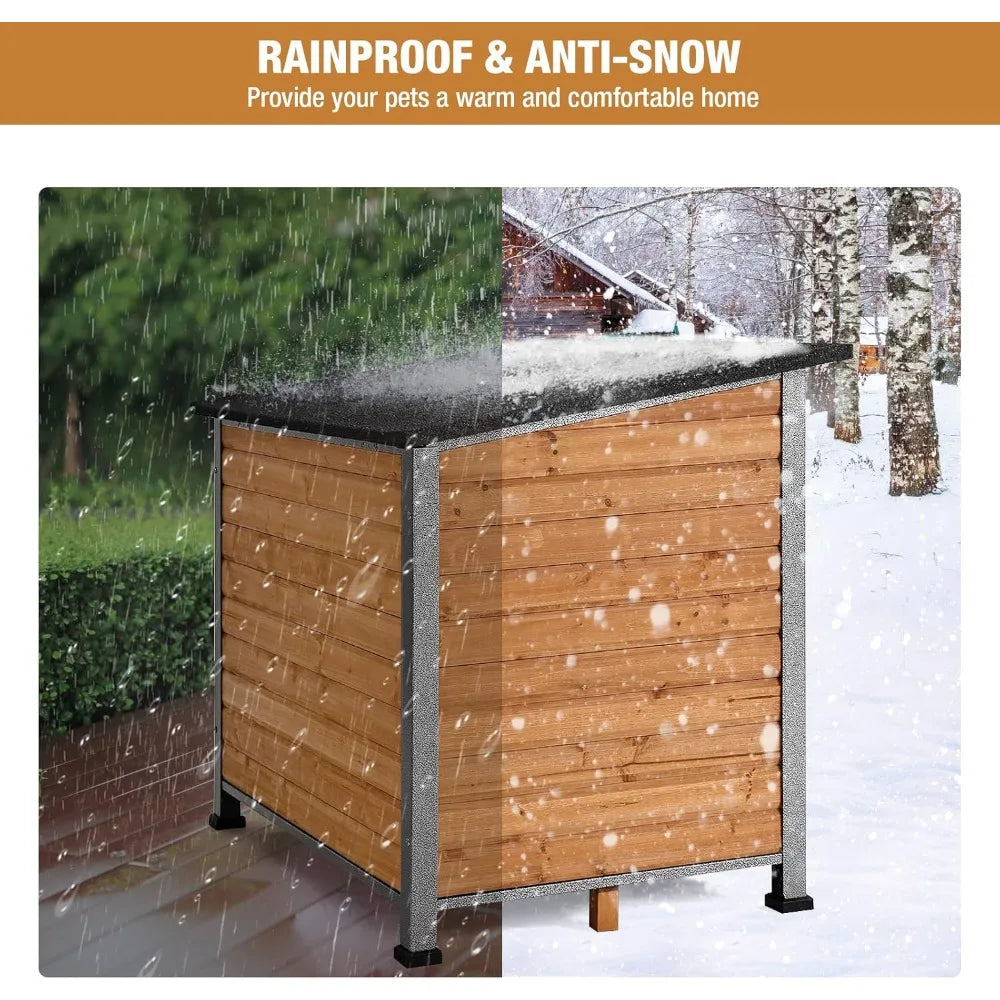 House for Small to Large Sized Dogs - Indoor Outdoor Puppy Shelter with Elevated Floor, Durable Waterproof Dog Kenn