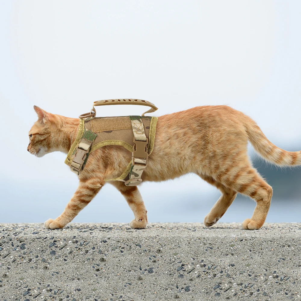 Petravel Tactical Cat Harness With Control Handle Adjustable Military Style For Small Dogs And Cats
