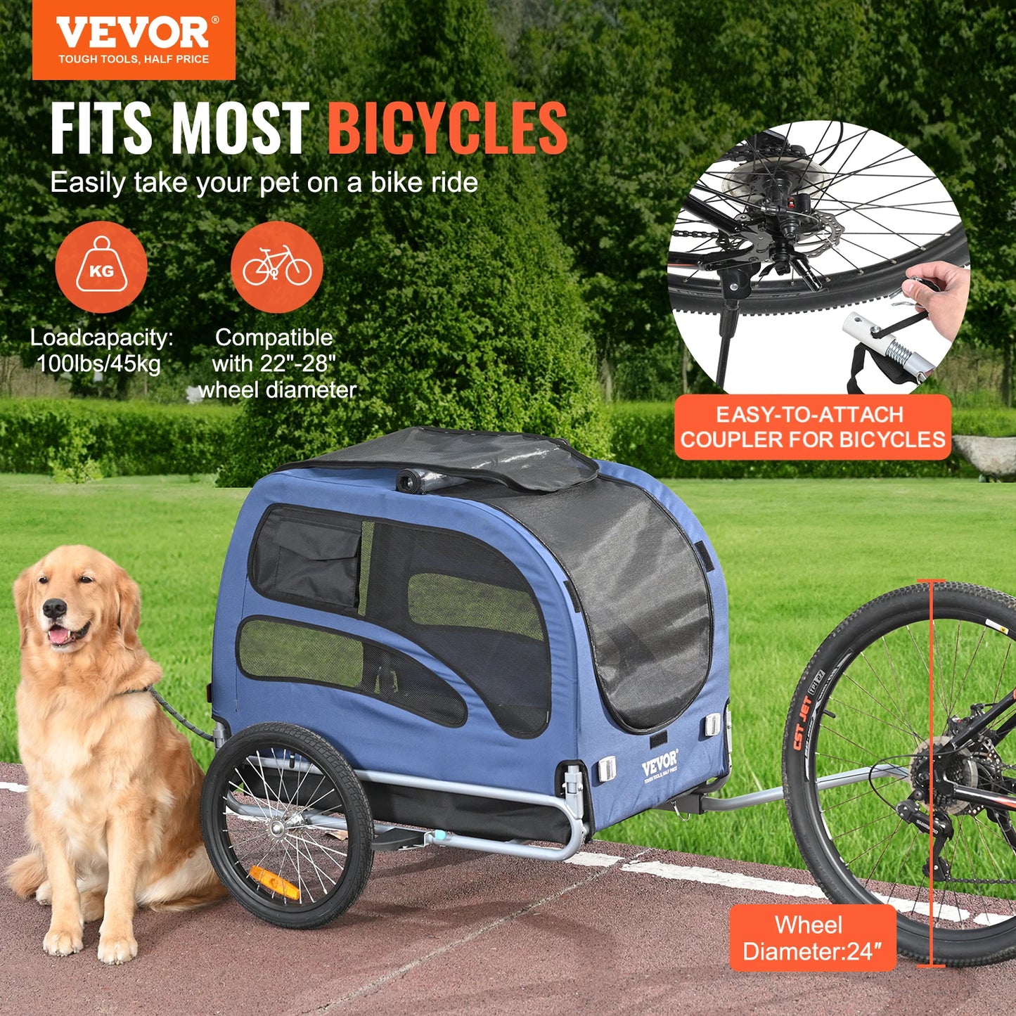 SucceBuy Dog Bike Trailer Carrier For Travel And Adventures