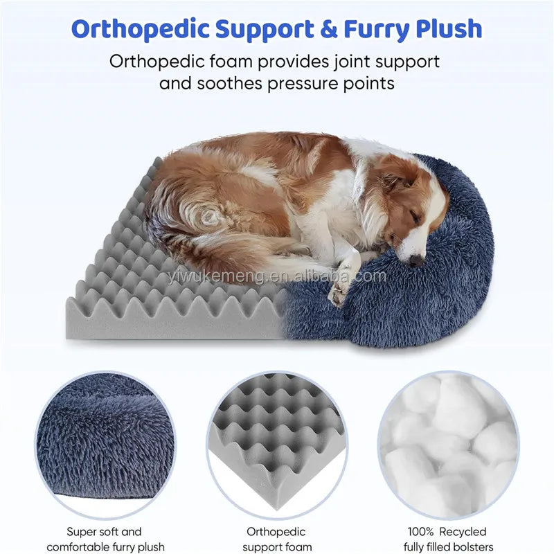 Thickened Orthopedic Dog Bed for Large Dogs with Plush Cover